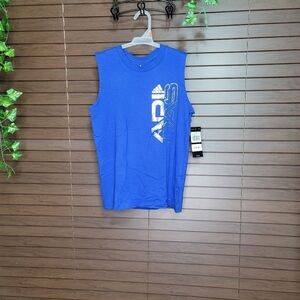 NWT Adidas Sleeveless Cobalt Blue And Silver Boys Top Size 8